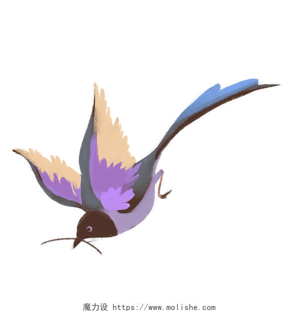 彩色卡通喜鹊燕子鸟类小鸟PNG素材元素
